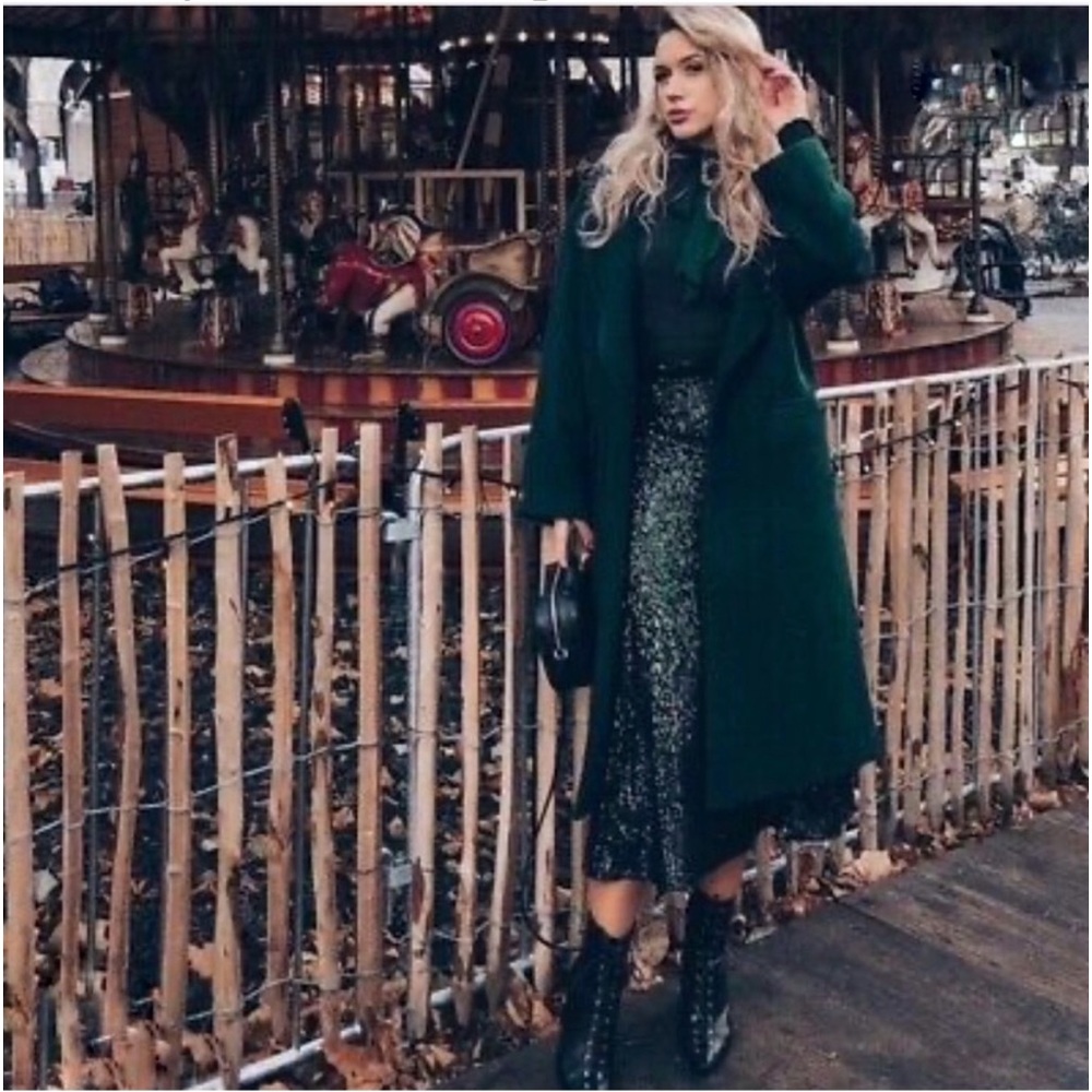 NWOT ZARA Bottle Green Wool
Blend Coat With Patch
Pockets 7522/252 SMALL S